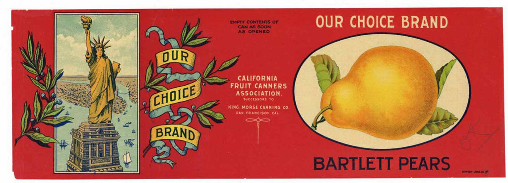 Our Choice Brand Vintage Pear Can Label