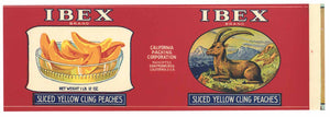 Ibex Brand Vintage Peach Can Label