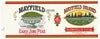Mayfield Brand Vintage Richmond Virginia June Peas Can Label