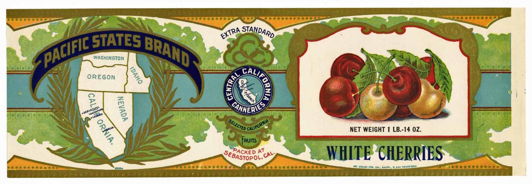 Pacific States Brand Vintage Cherry Can Label