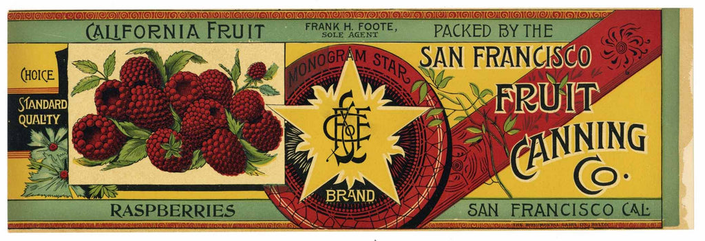 Monogram Star  Brand Vintage Raspberry Can Label