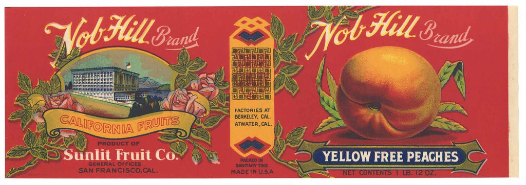 Nob Hill Brand Vintage Peach Can Label