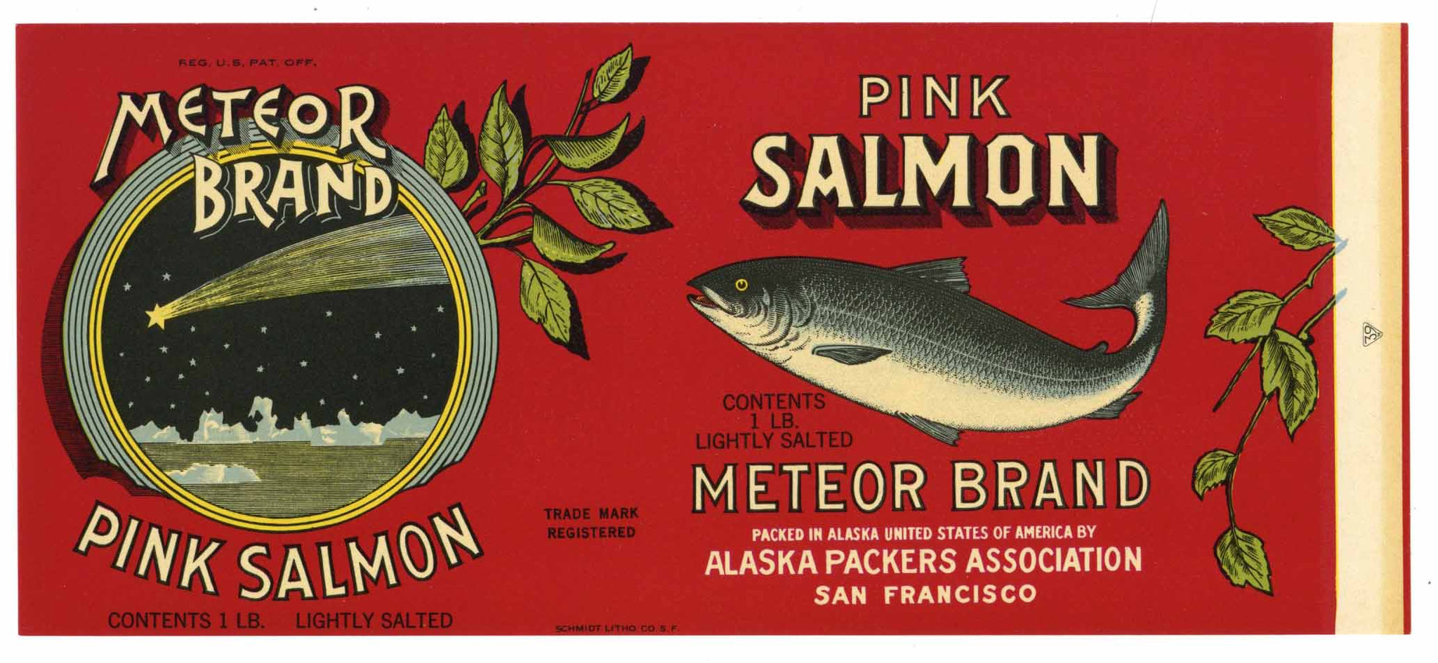 Meteor Brand Vintage Alaska Packers Salmon Can Label