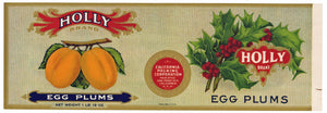 Holly Brand Vintage Egg Plums Can Label