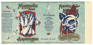 Magnolia Brand Vintage Asparagus Can Label. California Packing Corporation