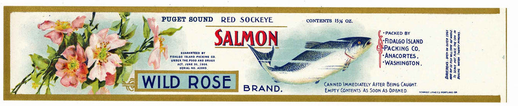 Wild Rose Brand Vintage Salmon Can Label, large flat