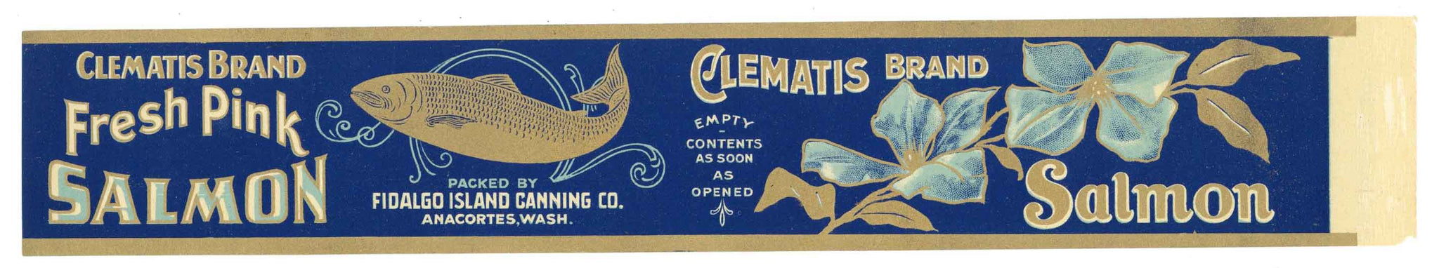 Clematis Brand Vintage Salmon Can Label, large flat