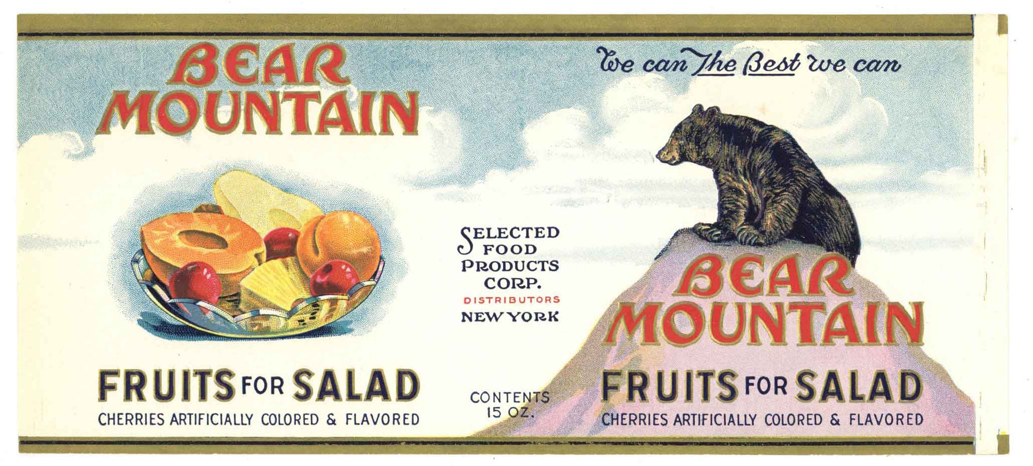 Bear Mountain Brand Vintage Fruit Salad Can Label