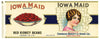 Iowa Maid Brand Vintage Des Moines Kidney Beans Can Label