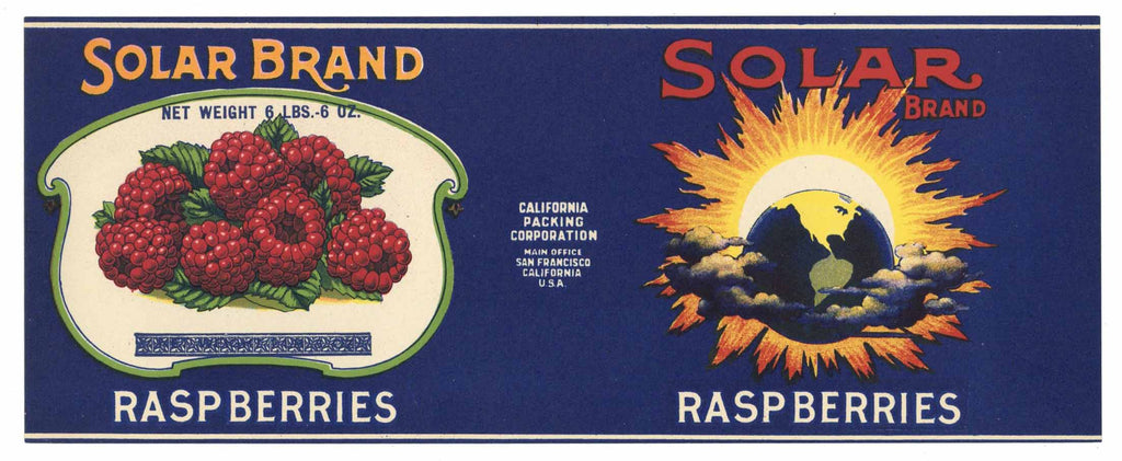 Solar Brand Vintage Raspberry Can Label