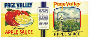 Page Valley Brand Vintage Virginia Apple Sauce Can Label