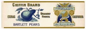 Griffin Brand Vintage Cutting Packing Pear Can Label