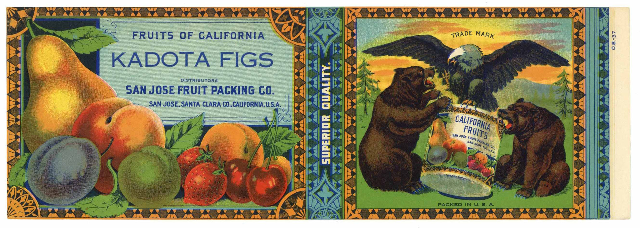 Fruits Of California Brand Vintage San Jose Kadota Fig Can Label