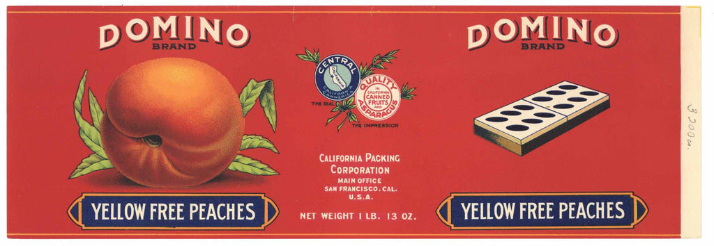 Domino Brand Vintage Peach Can Label