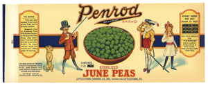 Penrod Brand Vintage Pennsylvania June Peas Can Label