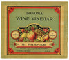 Sonoma Wine Vinegar Vintage Case End Can Label, wear