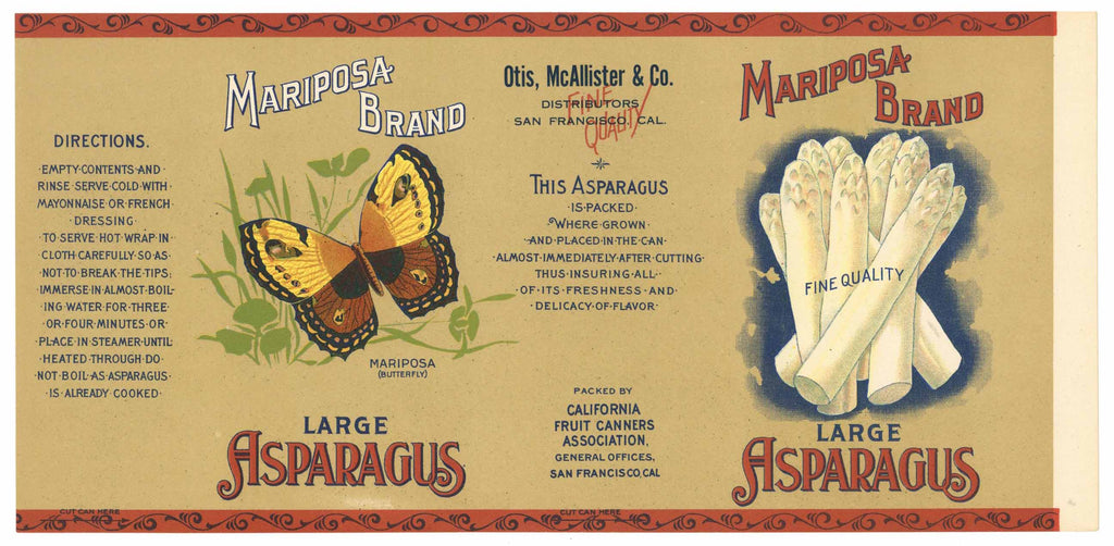 Mariposa Brand Vintage Asparagus Can Label