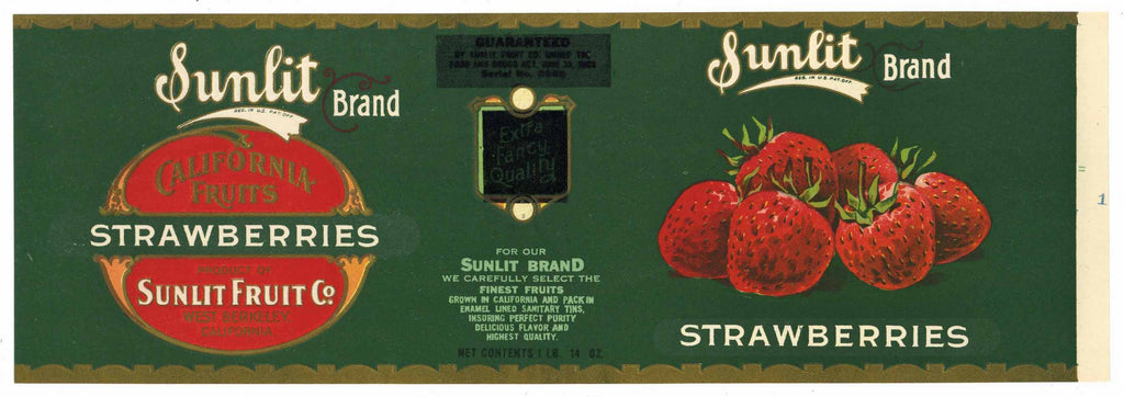 Sunlit Brand Vintage Strawberry Can Label