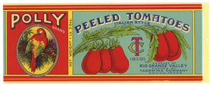 Polly Brand Vintage Donna Texas Tomato Paste Can Label, r