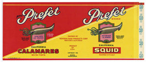 Prefet Brand Vintage Monterey Squid Can Label