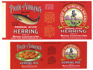 Pride of Virginia Brand Set of Two Herring Can Labels