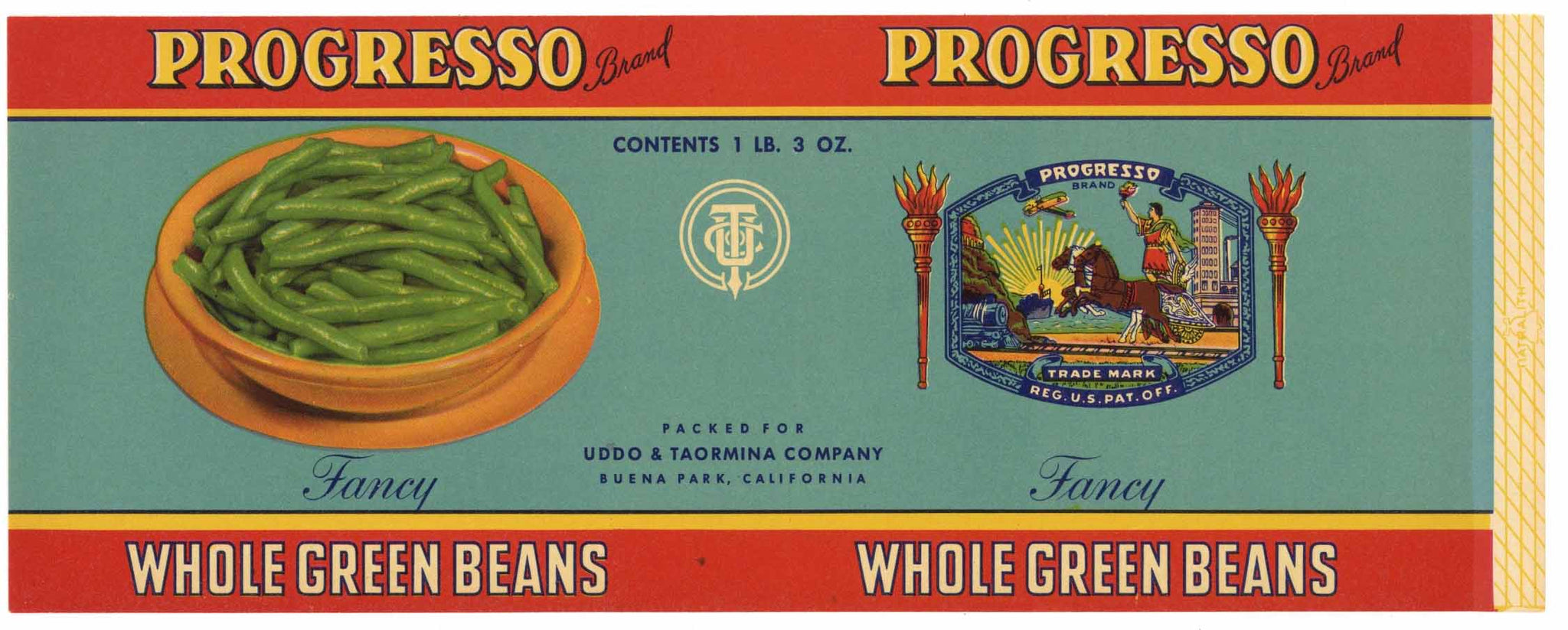 Progresso Brand Vintage Buena Park Bean Can Label