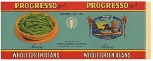 Progresso Brand Vintage Buena Park Bean Can Label