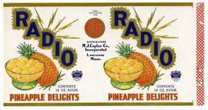 Radio Brand Vintage  Lawrence Massachusetts Pineapple Can Label