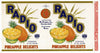 Radio Brand Vintage  Lawrence Massachusetts Pineapple Can Label