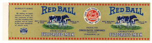 Red Ball Brand Vintage Plaquemine, Louisiana Milk Can Label