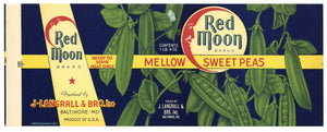 Red Moon Brand Vintage Baltimore Maryland Peas Can Label