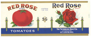 Red Rose Brand Vintage St. Louis Tomato Can Label