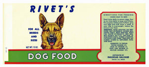 Rivet's Brand Vintage Joliet Illinois Dog Food Can Label