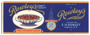 Rowley's Brand Vintage New York Kidney Beans Can Label