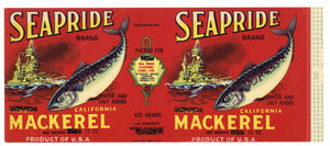 Seapride Brand Vintage Monterey, Terminal Island Mackerel Can Label