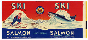 Ski Brand Vintage Seattle Washington Salmon Can Label