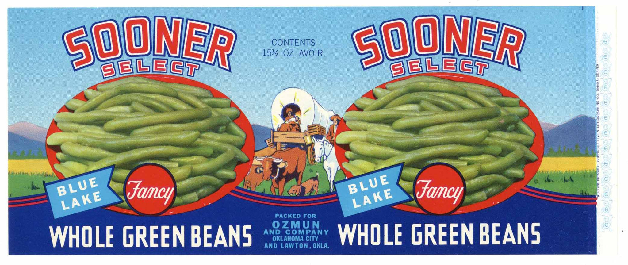 Sooner Brand Vintage Oklahoma City Green Beans Can Label