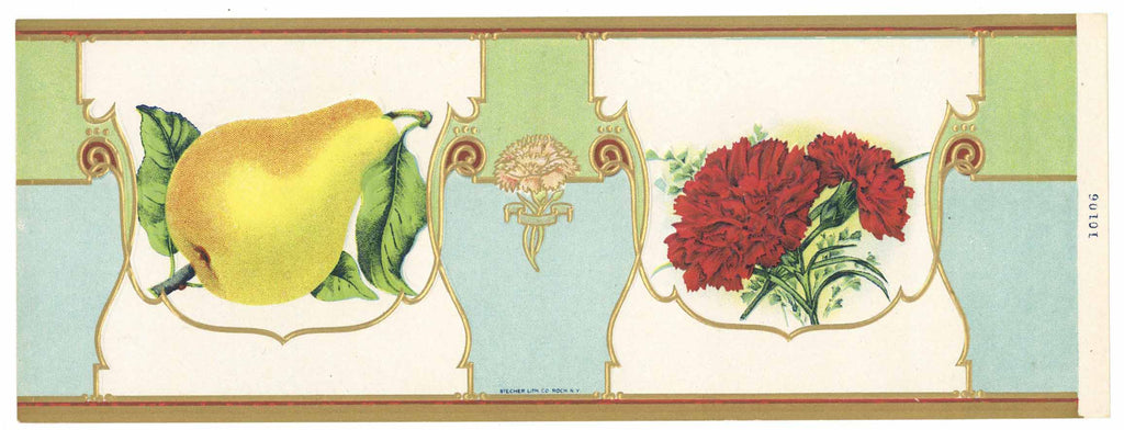 Stock, Carnation Flower, Vintage Pear Can Label
