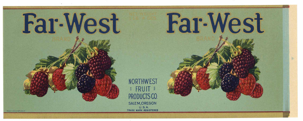 Far West Brand Vintage Salem Oregon Berry Can Label