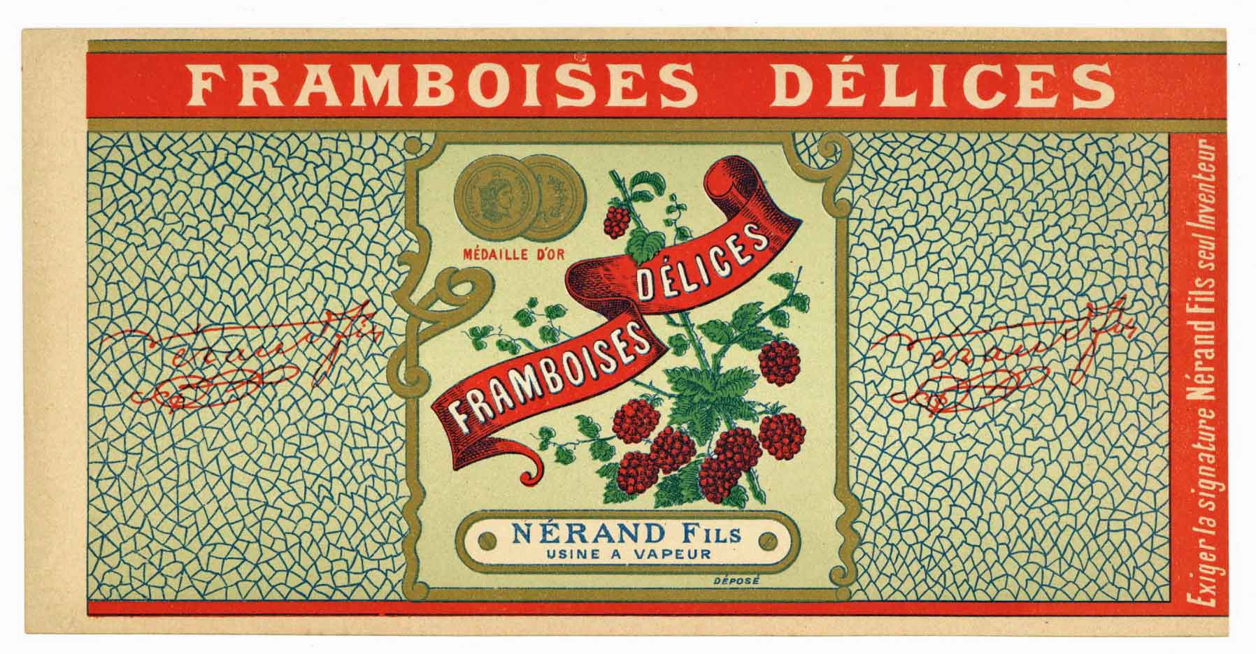 Framboises Delices Brand Vintage French Candy Can Label – thelabelman