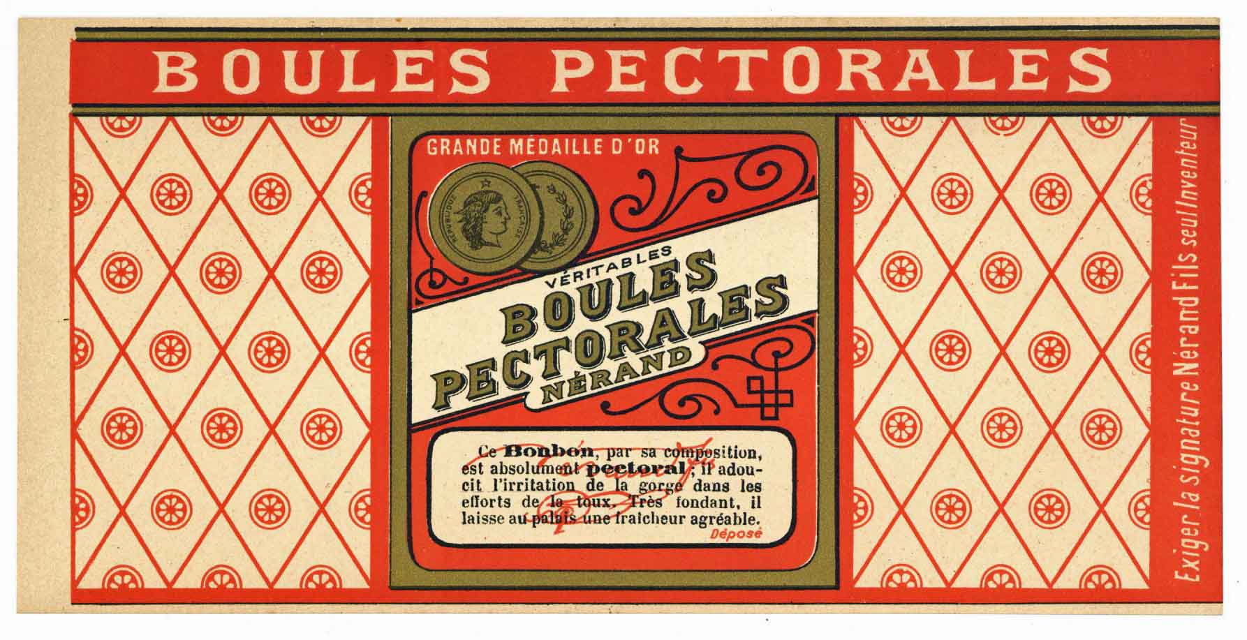 Boules Pectorales Brand Vintage French Candy Can Label
