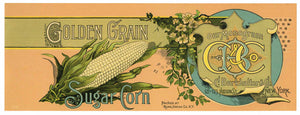 Golden Grain Brand Vintage Rome New York Corn Can Label