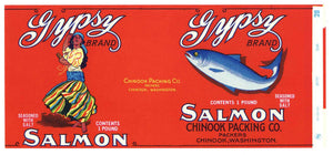 Gypsy Brand Vintage Chinook Washington Salmon Can Label