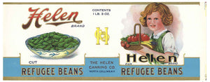 Helen Brand Vintage New York Refugee  Beans Can Label