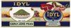 Idyl Brand Vintage Covington Kentucky Peas Can Label