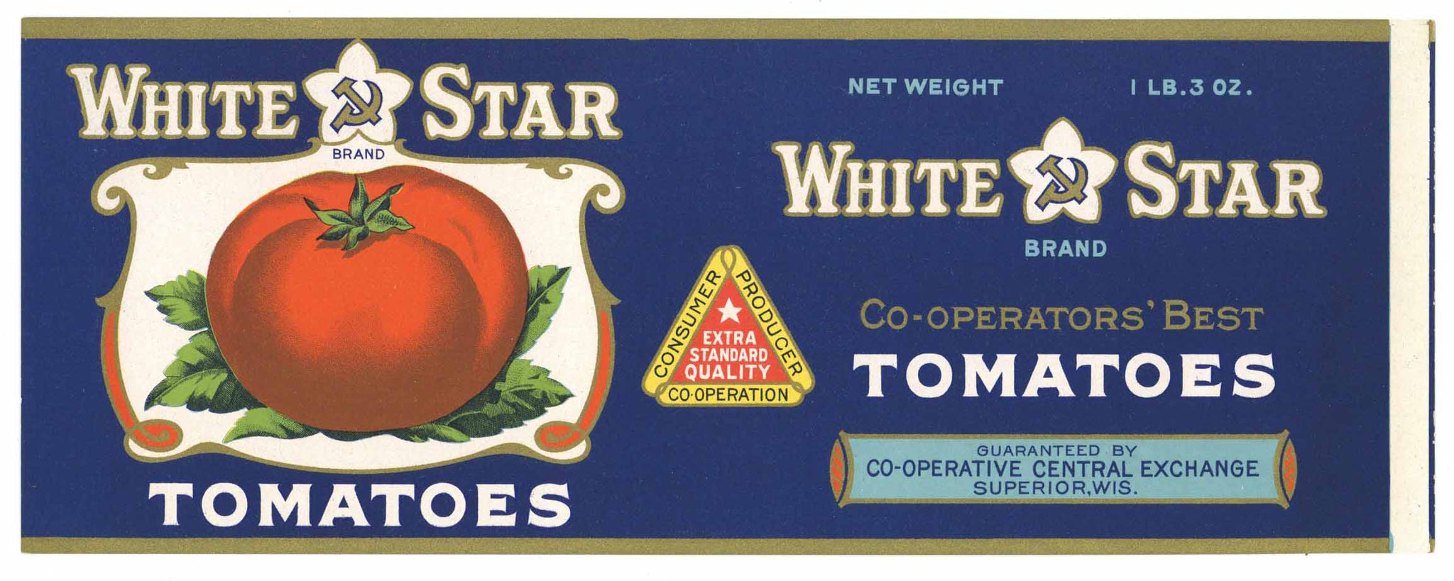White Star Brand Vintage Superior Wisconsin Tomato Can Label
