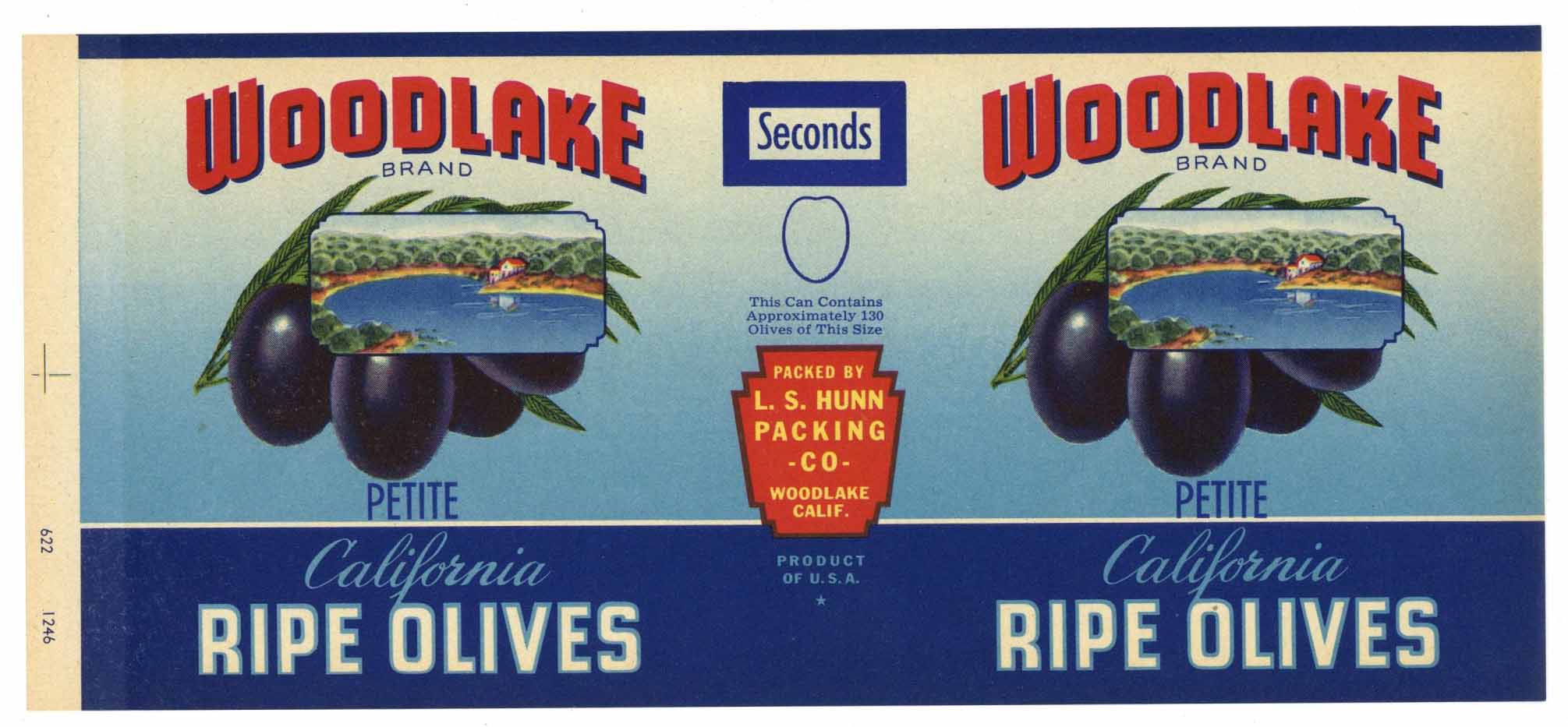 Woodlake Brand Vintage Ripe Olives Can Label