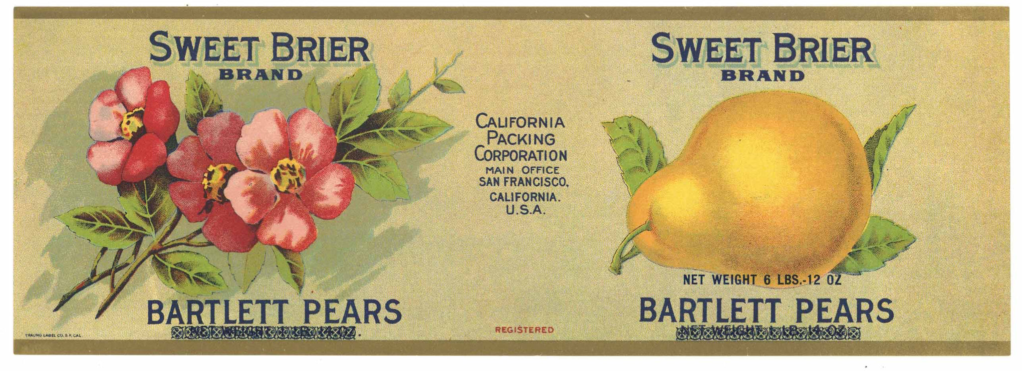 Sweet Brier Brand Vintage Pear Can Label