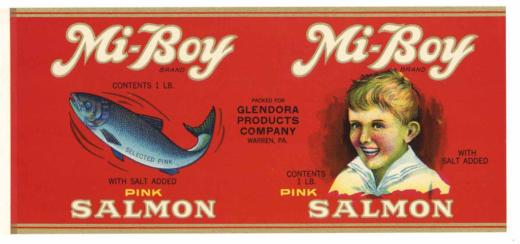 Mi-Boy Brand Vintage Salmon Can Label