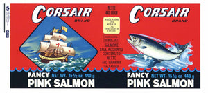 Corsair Brand Vintage Canadian Salmon Can Label
